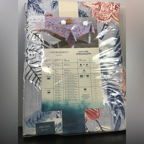 NWT Cynthia Rowley Tablecloth indoor/outdoor easy care oblong 60”x84” - Picture 2 of 6